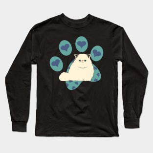 Persian Kitten and Paw Print Long Sleeve T-Shirt